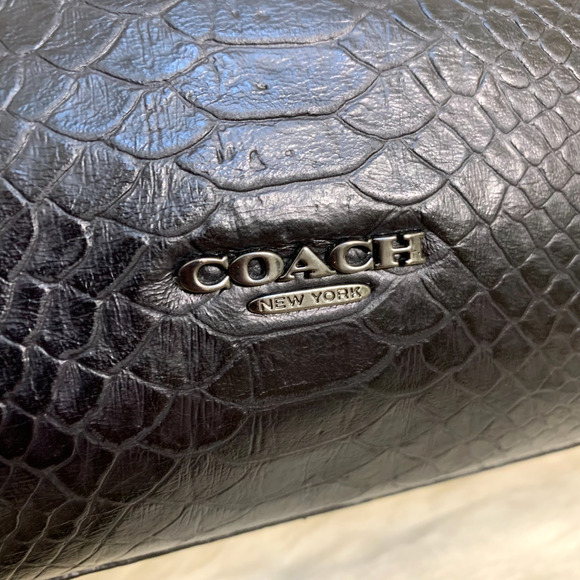 COACH Rare BLAKE CarryAll Black Exotic Python Embossed Leather & Suede F35678 - Picture 2 of 16